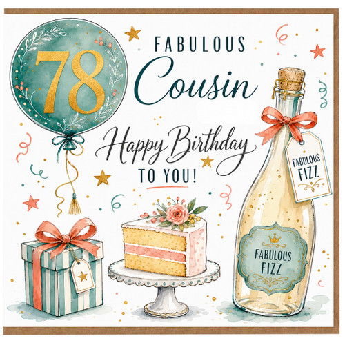 78th Birthday Card for Cousin, Fabulous Cousin Happy Birthday Card