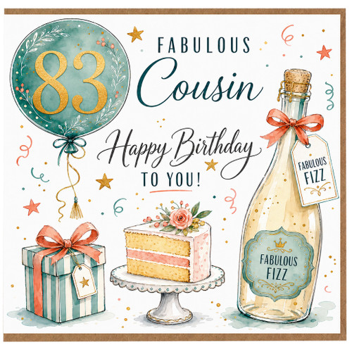 83rd Birthday Cousin Card, Fabulous Cousin Happy Birthday Card