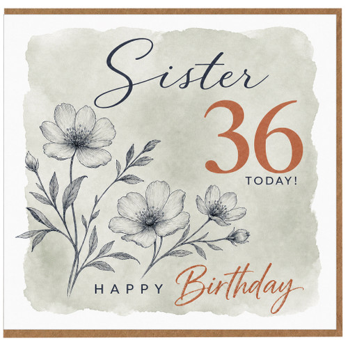 Sister 36th Birthday Card, Happy 36th Birthday to a Wonderful Sister