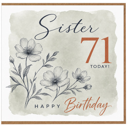 71st Birthday Card for Sister, Happy 71 Today Birthday Card