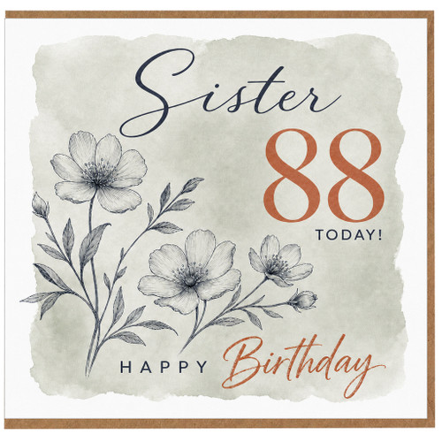 Sister 88th Birthday Card, Happy Birthday Floral Card