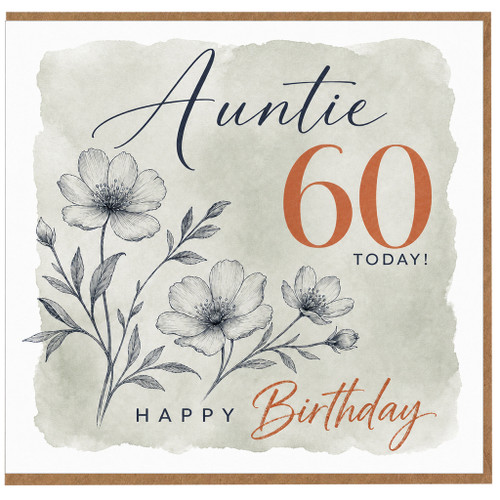 Auntie 60th Birthday Card, Happy Birthday to Auntie 60 Today