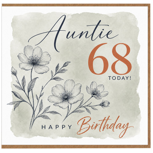 Auntie 68th Birthday Card, Happy Birthday Floral Card