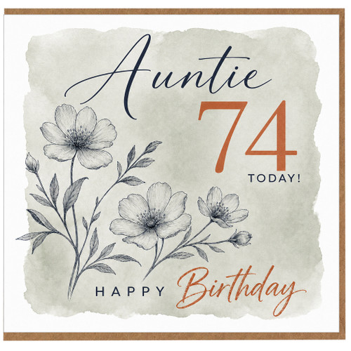 Auntie 74th Birthday Card, Happy Birthday Card for Auntie