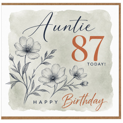 Auntie 87th Birthday Card, Happy Birthday Card for Auntie