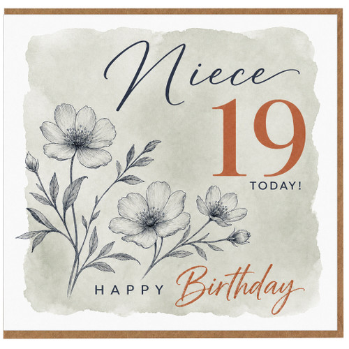 Niece 19th Birthday Card, Happy 19th Birthday Niece Card