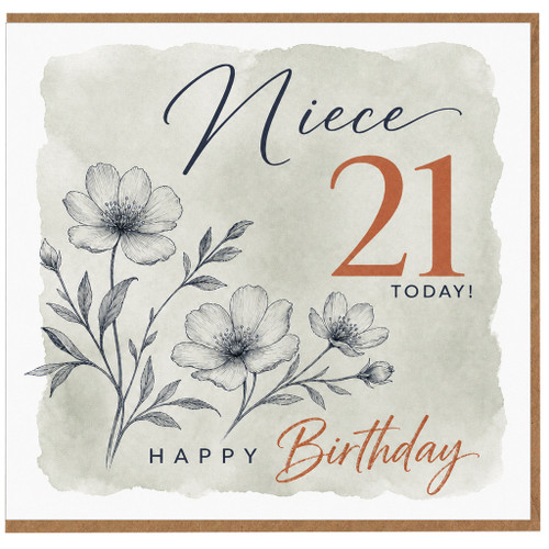 Niece 21st Birthday Card, Happy Birthday Today Floral Card