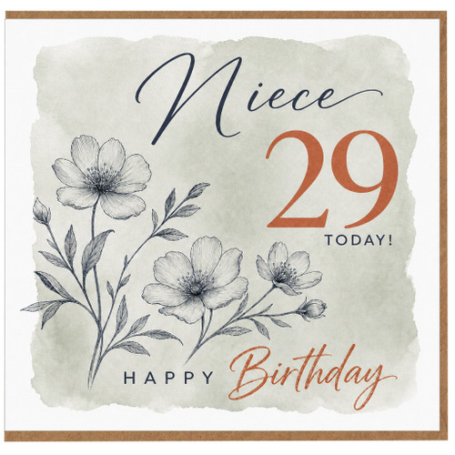 Niece 29th Birthday Card, Happy Birthday Today Floral Card