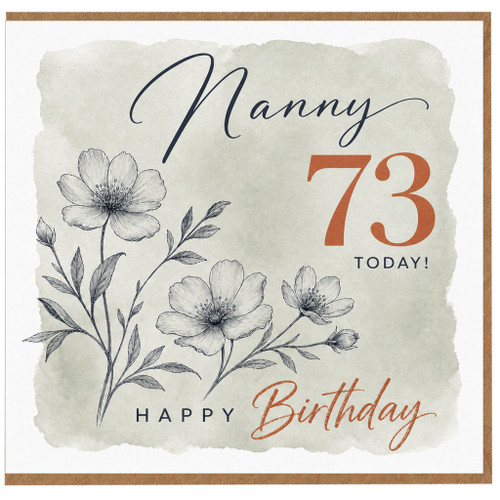 Nanny 73rd Birthday Card, Happy Birthday Floral Card