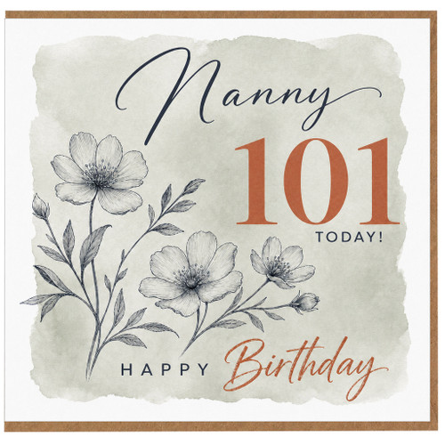 Nanny 101st Birthday Card, Happy Birthday Card for Nanny