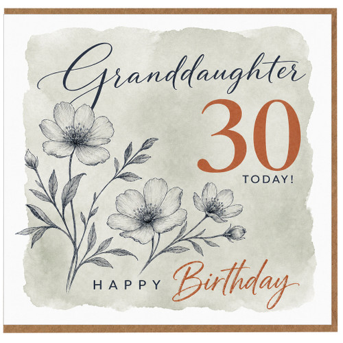 Granddaughter 30th Birthday Card, Happy Birthday Floral Card