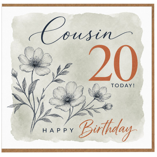 20th Birthday Card for Cousin, Happy Birthday Cousin Card