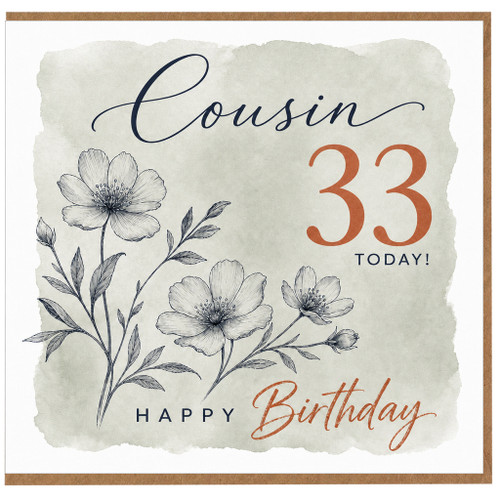 33rd Birthday Card for Cousin, Happy Birthday Cousin 33 Today Card