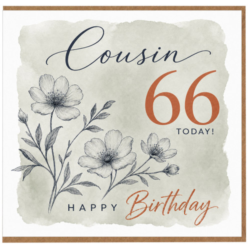 Cousin 66th Birthday Card, Happy Birthday Floral Card