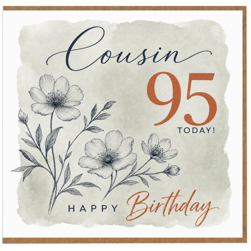 Cousin 95th Birthday Card, Floral Happy Birthday Card for Cousin
