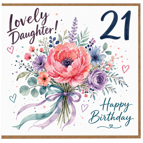21st Birthday Daughter Card, Lovely Daughter Happy Birthday Floral Card