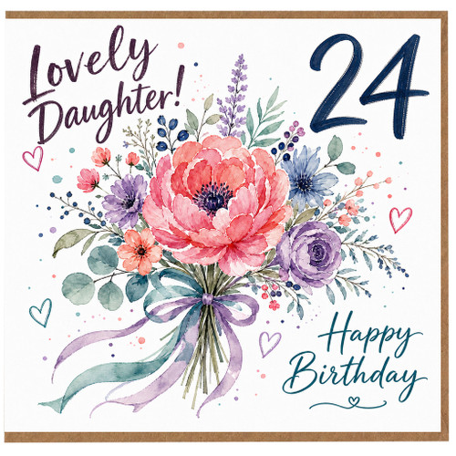 Daughter 24th Birthday Card, Lovely Daughter Floral Happy Birthday Card