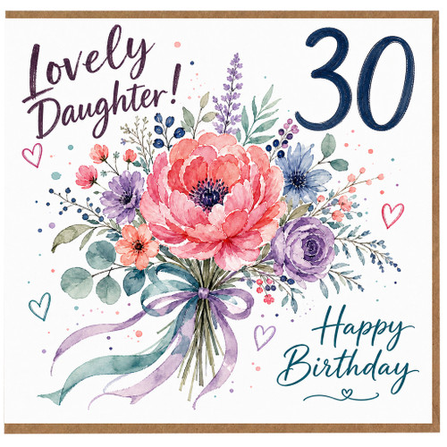 Daughter 30th Birthday Card, Lovely Daughter Floral Happy Birthday Card