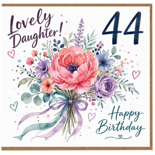 44th Birthday Card for Daughter, Lovely Daughter Floral Birthday Card