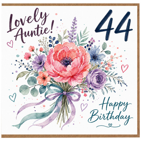 44th Birthday Card for Auntie, Lovely Auntie Happy Birthday Floral Card
