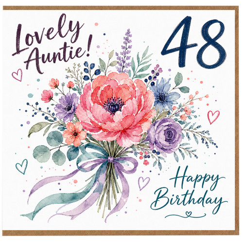 48th Birthday Card for Auntie, Lovely Auntie Happy Birthday Floral Card