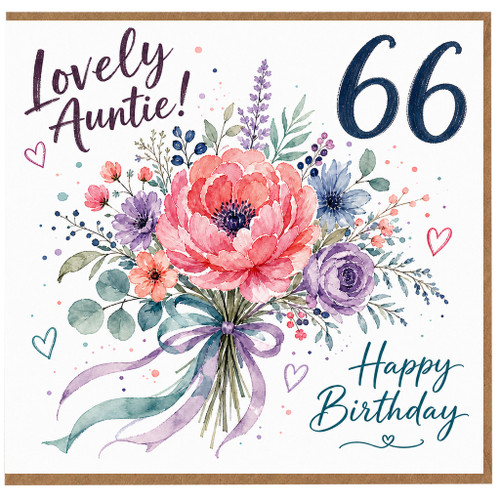 Auntie 66th Birthday Card, Lovely Auntie Happy Birthday Floral Card