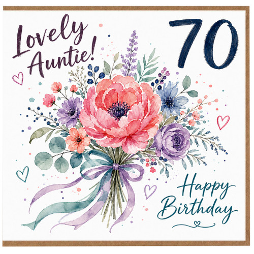 70th Birthday Card for Auntie, Lovely Auntie Happy Birthday Floral Card
