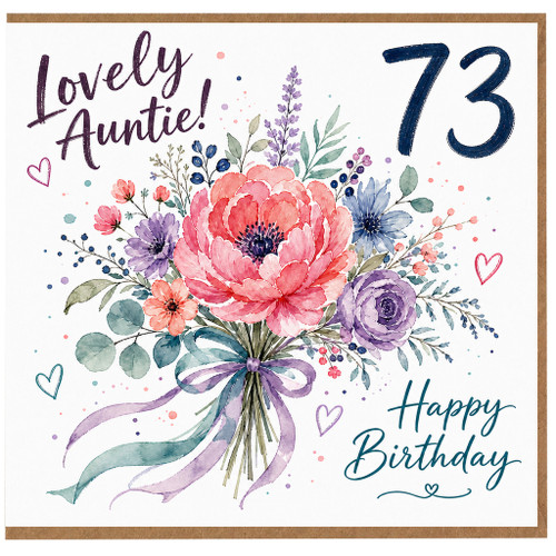 73rd Birthday Card for Auntie, Lovely Auntie Happy Birthday Floral Card