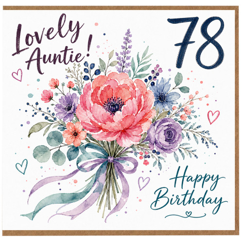 Auntie 78th Birthday Card, Lovely Happy Birthday Card for Auntie