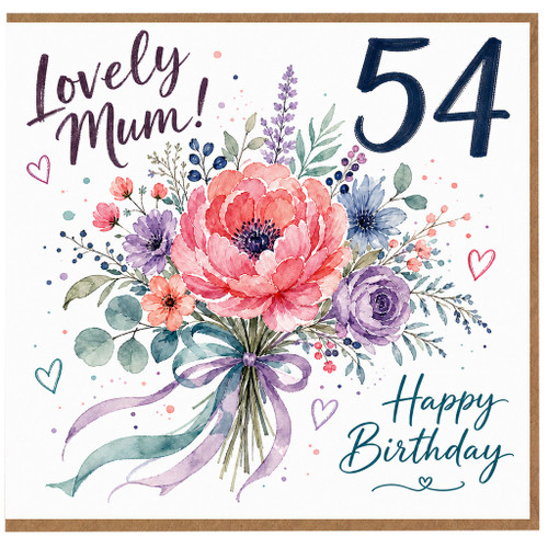 54th Birthday Card for Mum, Lovely Mum Floral Birthday Card