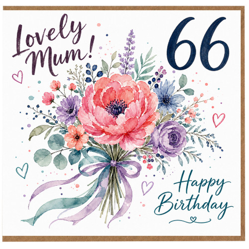 66th Birthday Card for Mum, Lovely Mum Floral Happy Birthday Card