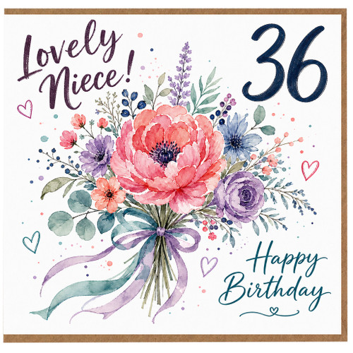 36th Birthday Card for Niece, Lovely Floral Happy Birthday Card