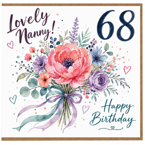 Nanny 68th Birthday Card, Lovely Nanny Happy Birthday Floral Card