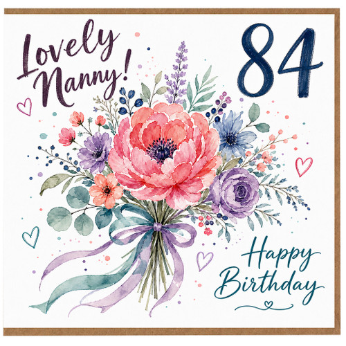 Nanny 84th Birthday Card, Lovely Nanny Happy Birthday Floral Card