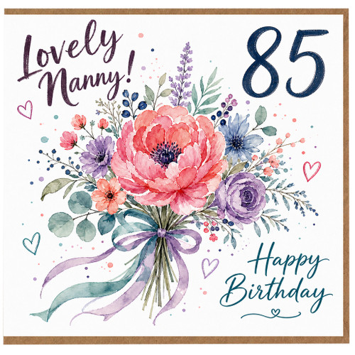 Nanny 85th Birthday Card, Lovely Nanny Happy Birthday Floral Card