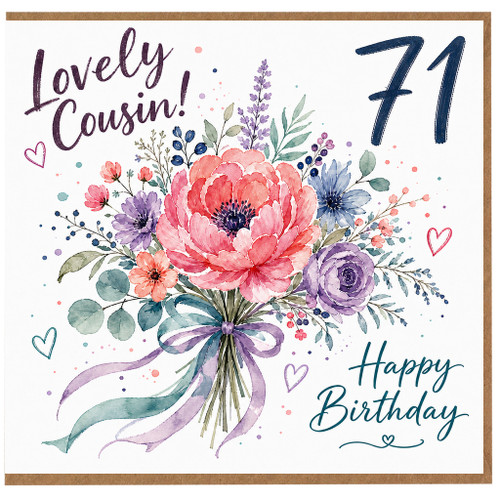 Cousin 71st Birthday Card, Lovely Cousin Happy Birthday Floral Card