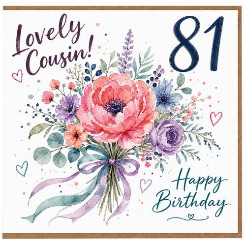 81st Birthday Card for Cousin, Lovely Cousin Happy Birthday Floral Card