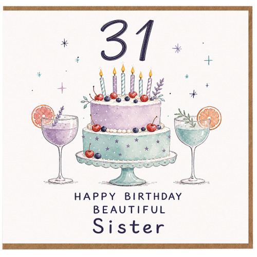 31st Birthday Sister Card, Happy Birthday Beautiful Sister Greeting Card
