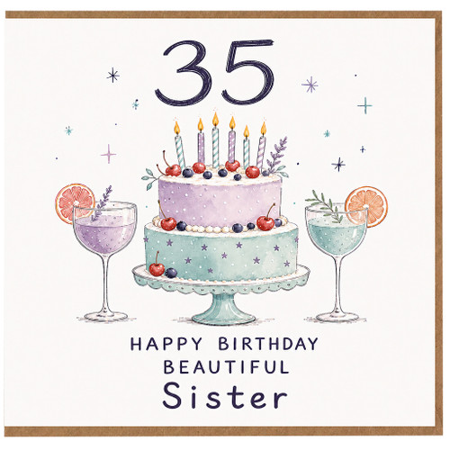 35th Birthday Card Sister Happy Birthday Beautiful Sister Card