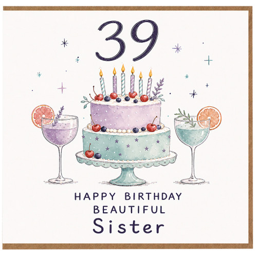 39th Birthday Card for Sister, Happy Birthday Beautiful Sister Card