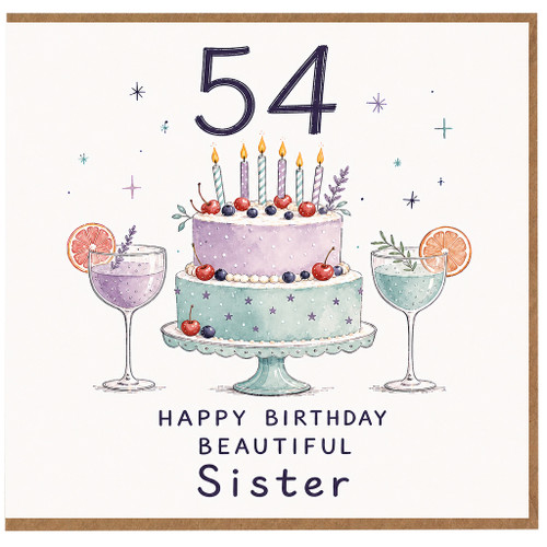 54th Birthday Sister Card, Happy Birthday Beautiful Sister Card