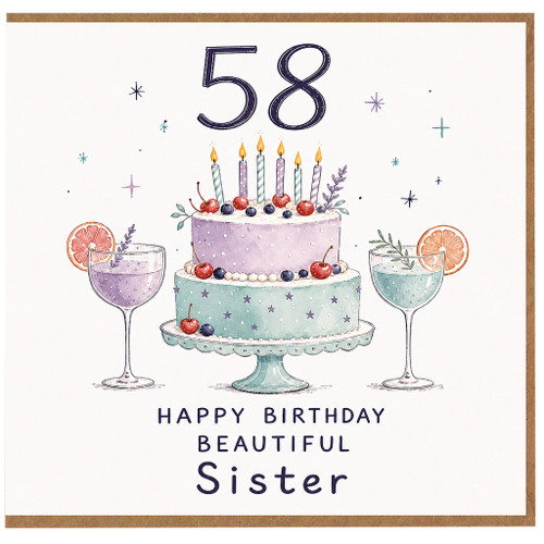 58th Birthday Card for Sister, Happy Birthday Beautiful Sister