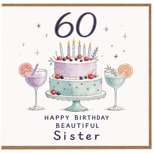 60th Birthday Card for Sister, Happy Birthday Beautiful Sister