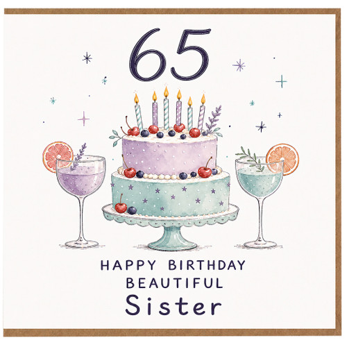 65th Birthday Card for Sister, Happy Birthday Beautiful Sister Card
