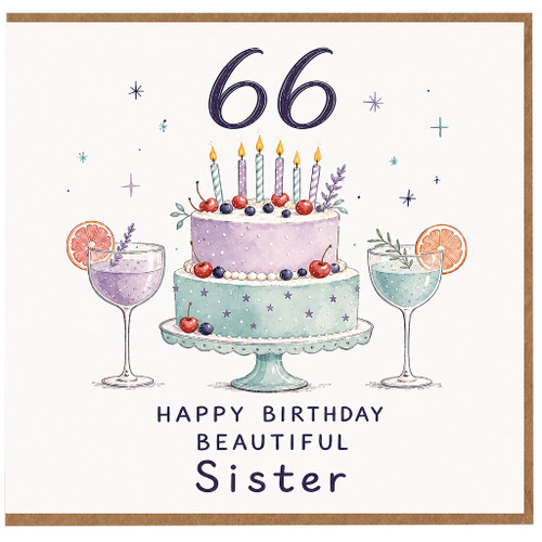 66th Birthday Sister Card, Happy Birthday Beautiful Sister Card