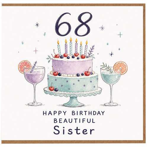 68th Birthday Card for Sister, Happy Birthday Beautiful Sister Card