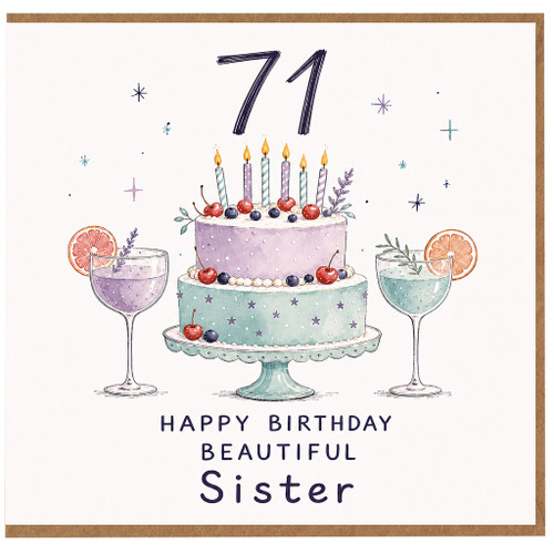 71st Birthday Card for Sister, Happy Birthday Beautiful Sister Card