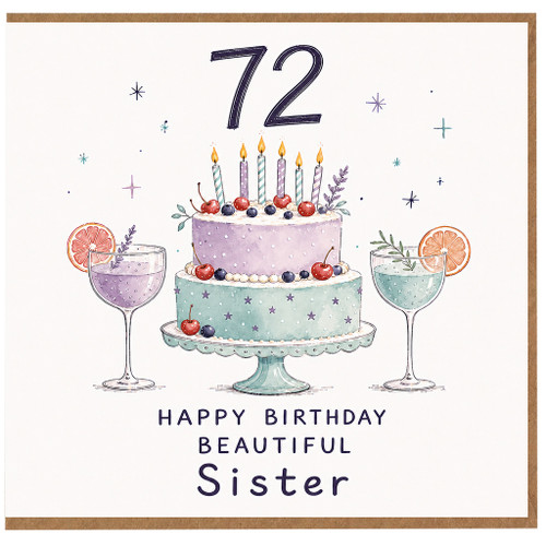 72nd Birthday Card for Sister, Happy Birthday Beautiful Sister Card