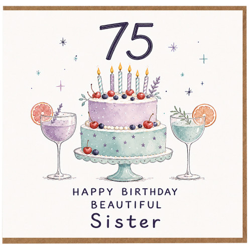 75th Birthday Card for Sister, Happy Birthday Beautiful Sister Card