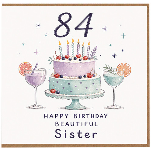 84th Birthday Card for Sister, Happy Birthday Beautiful Sister Card
